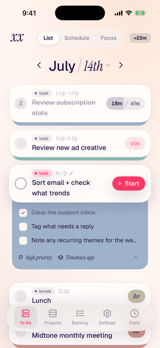 The Timeboxx To Do list